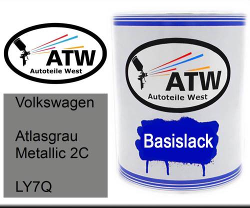 Volkswagen, Atlasgrau Metallic 2C, LY7Q: 1L Lackdose, von ATW Autoteile West.